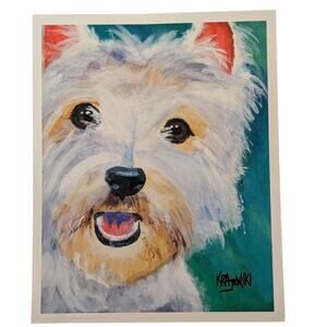 Painting Print by Ron Krajewski and Signed Terrier Dog